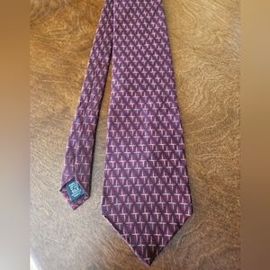 Silk Tie in Burgundy and Pink Geometric Pattern